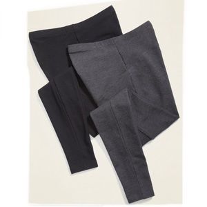Old Navy Maternity Full-Panel Leggings 2-Pack black & charcoal gray - size small